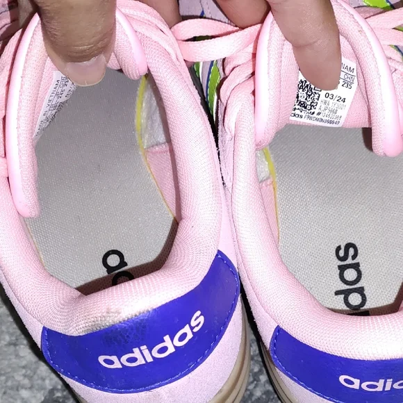 Adidas Pink Sneakers with Green and Blue Stripes - Picture 7 of 10